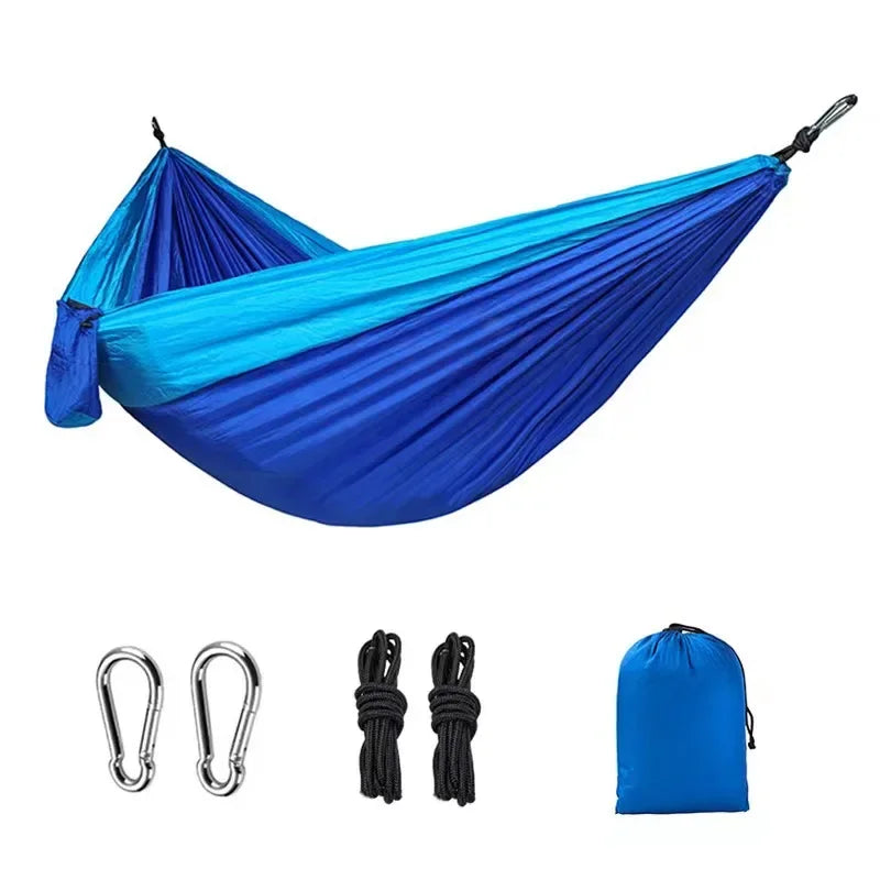 Outdoor Camping Single and Two Person Portable Parachute Cloth Color Matching Hammock 270 * 140cm