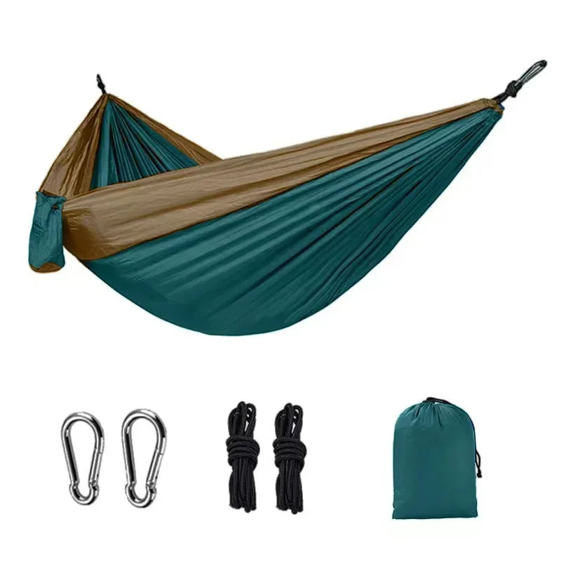 Outdoor Camping Single and Two Person Portable Parachute Cloth Color Matching Hammock 270 * 140cm
