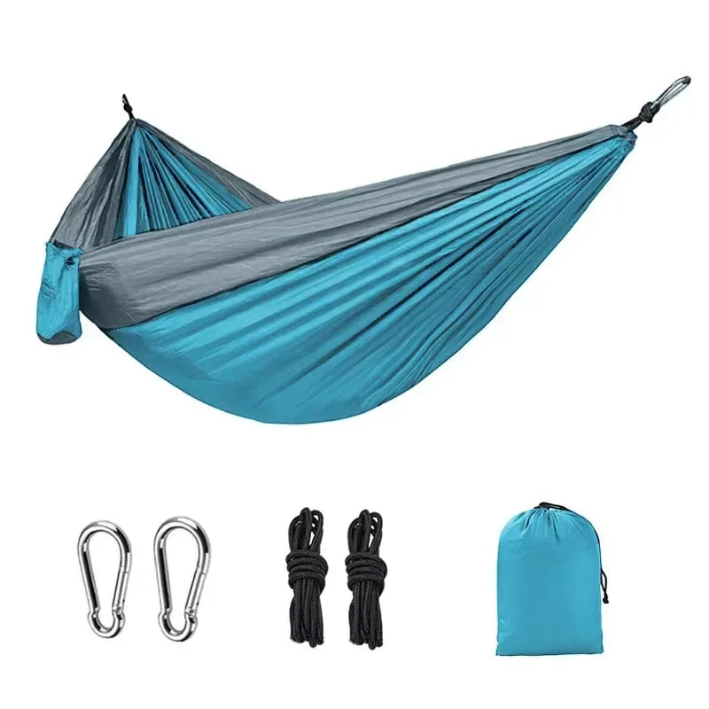 Outdoor Camping Single and Two Person Portable Parachute Cloth Color Matching Hammock 270 * 140cm