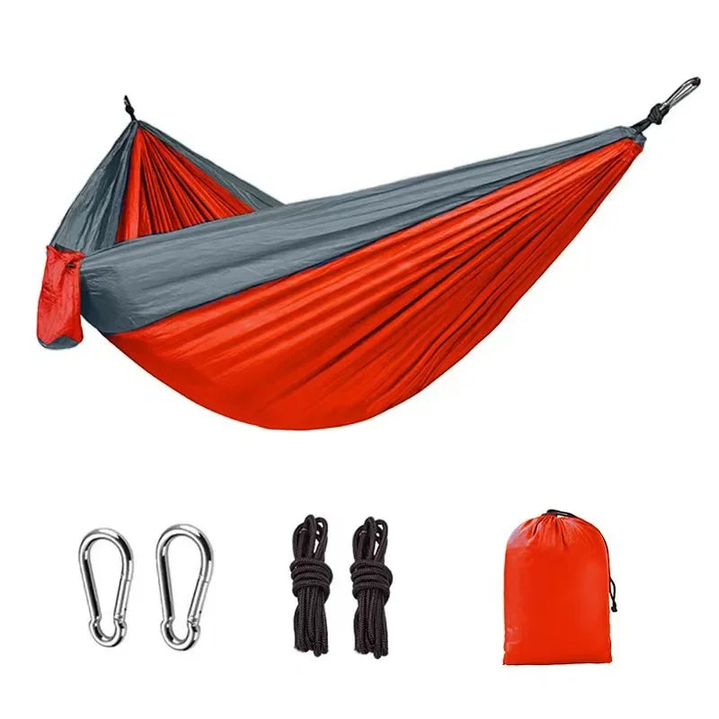 Outdoor Camping Single and Two Person Portable Parachute Cloth Color Matching Hammock 270 * 140cm